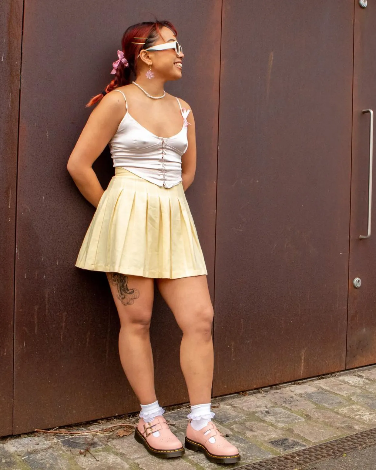 Dr. Martens Babies 8065 En Cuir Virginia Peach Beige — Virginia Hot
