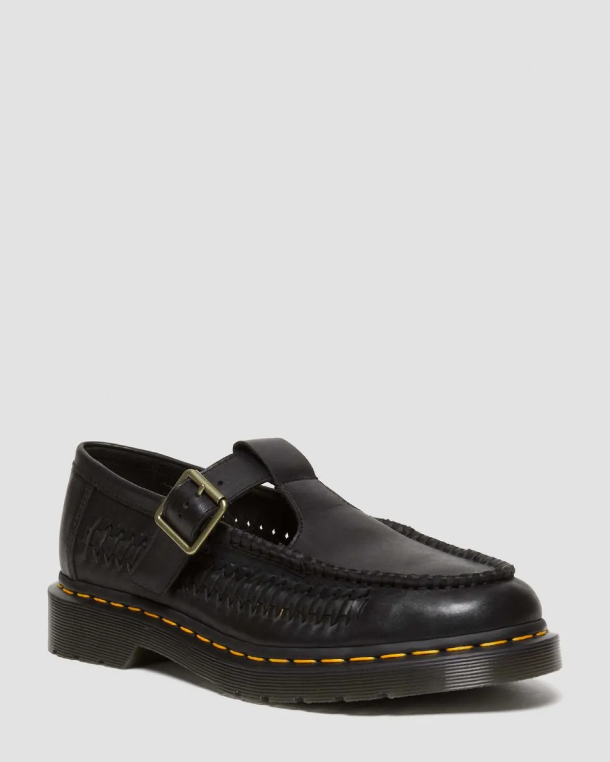 Dr. Martens Babies Adrian En Cuir Tressé à Brides En T Black — Analine Discount