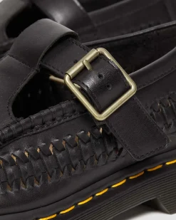 Dr. Martens Babies Adrian En Cuir Tressé à Brides En T Black — Analine Discount