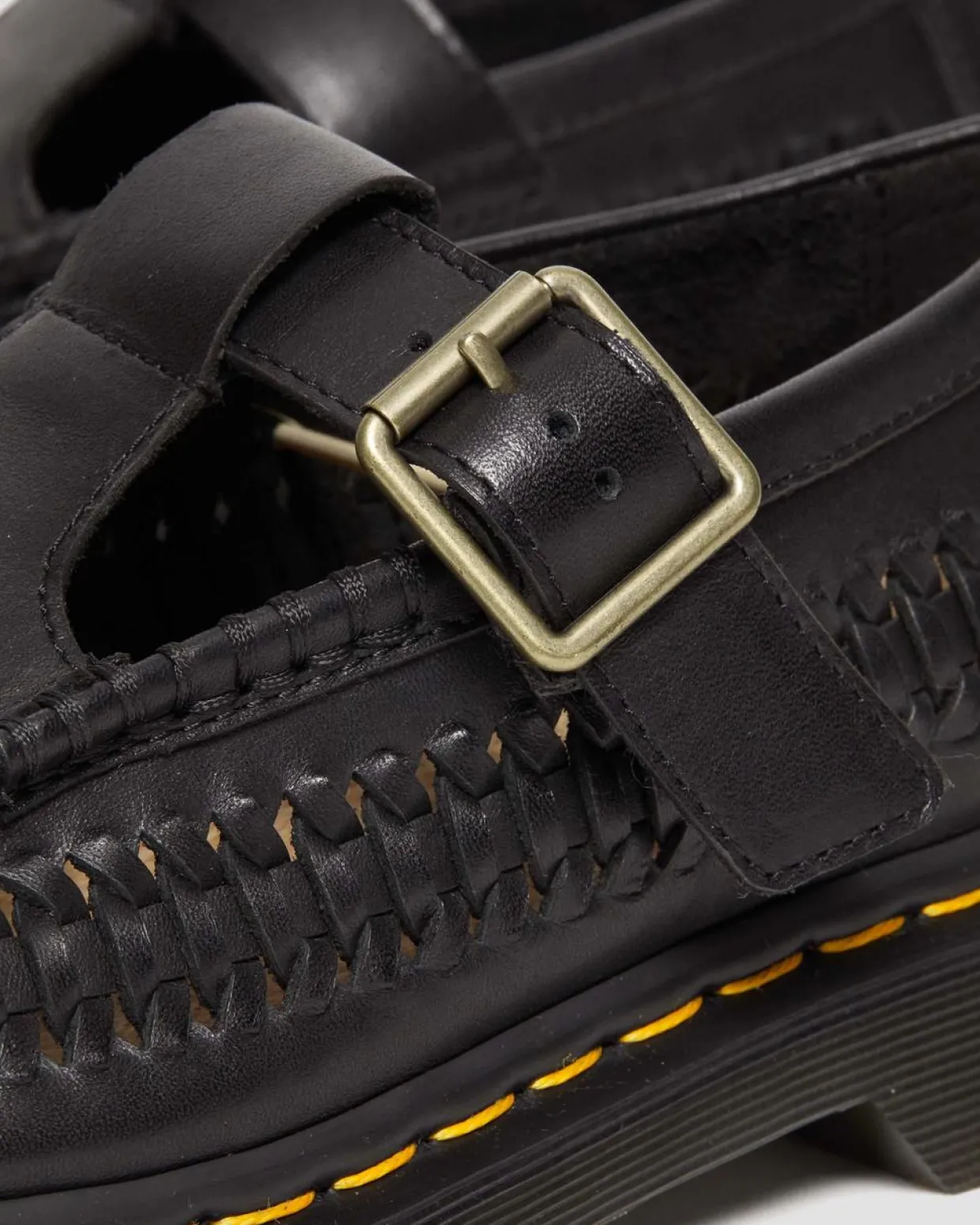 Dr. Martens Babies Adrian En Cuir Tressé à Brides En T Black — Analine Discount