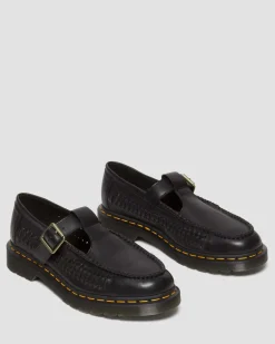 Dr. Martens Babies Adrian En Cuir Tressé à Brides En T Black — Analine Discount