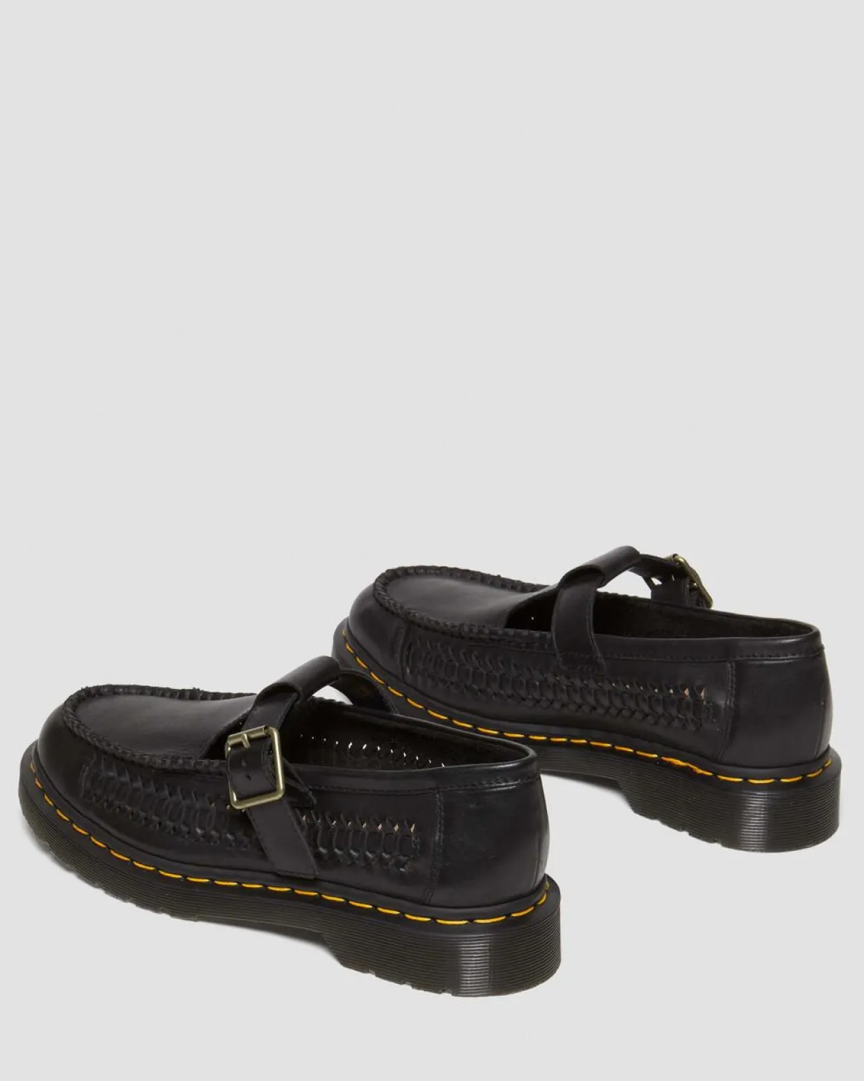 Dr. Martens Babies Adrian En Cuir Tressé à Brides En T Black — Analine Discount