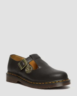 Dr. Martens Babies En Cuir Regency à Brides En T Black — Regency Calf Clearance