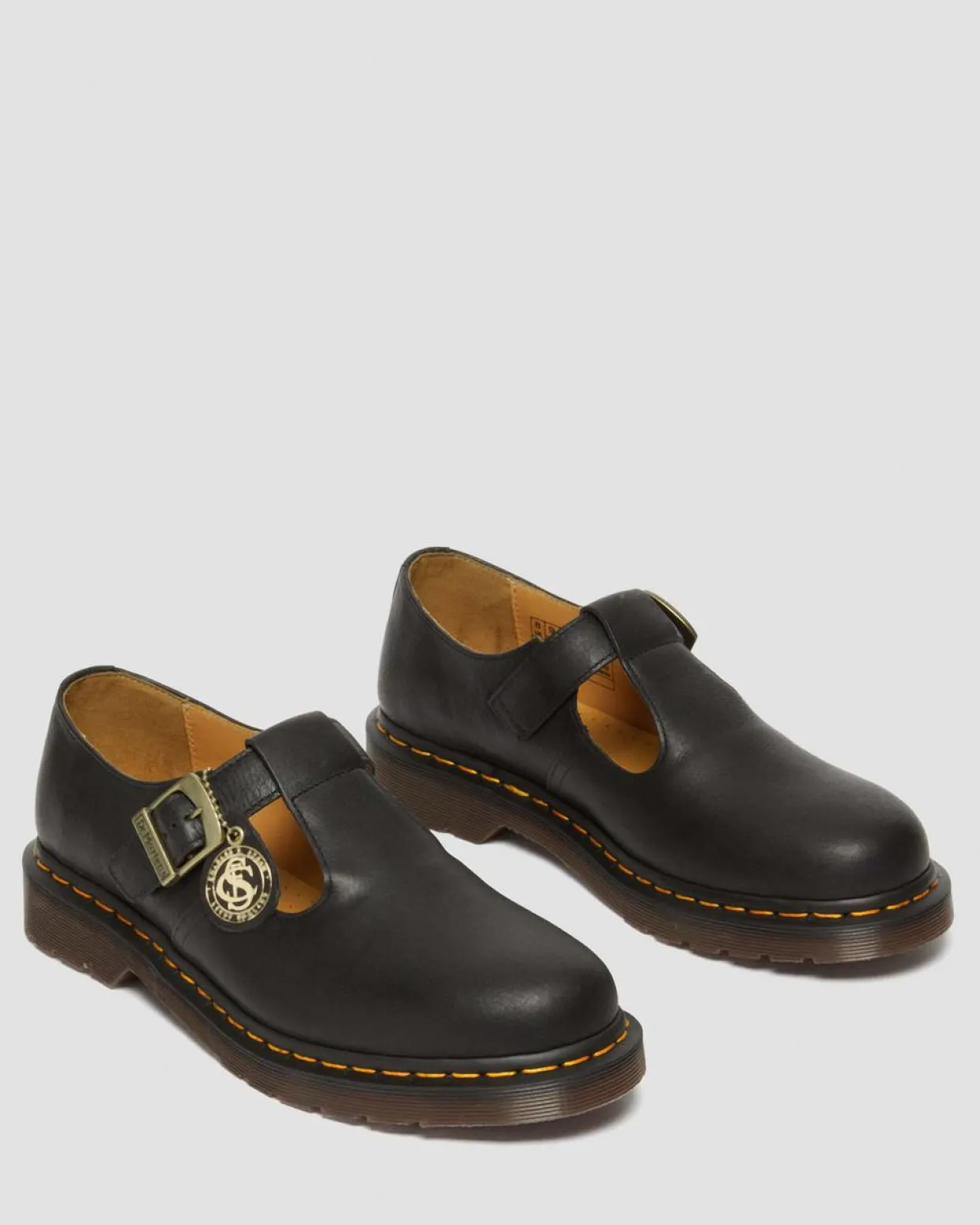 Dr. Martens Babies En Cuir Regency à Brides En T Black — Regency Calf Clearance