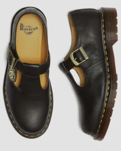 Dr. Martens Babies En Cuir Regency à Brides En T Black — Regency Calf Clearance
