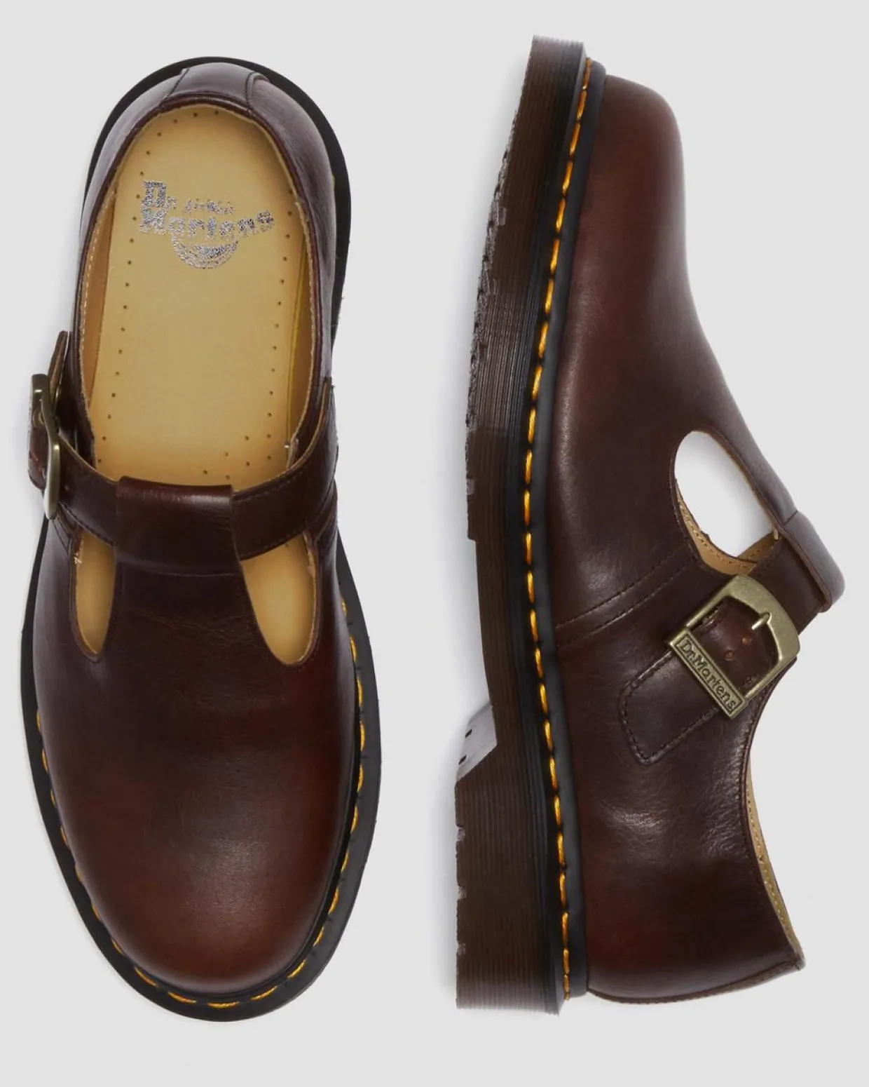 Dr. Martens Babies En Cuir Regency à Brides En T Whiskey — Regency Calf Best