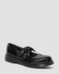 Dr. Martens Babies Maccy II En Cuir Verni Pour Ado Noir — Patent Leather Hot
