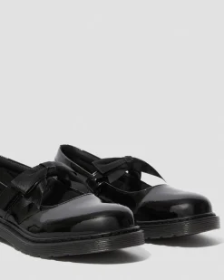 Dr. Martens Babies Maccy II En Cuir Verni Pour Ado Noir — Patent Leather Hot