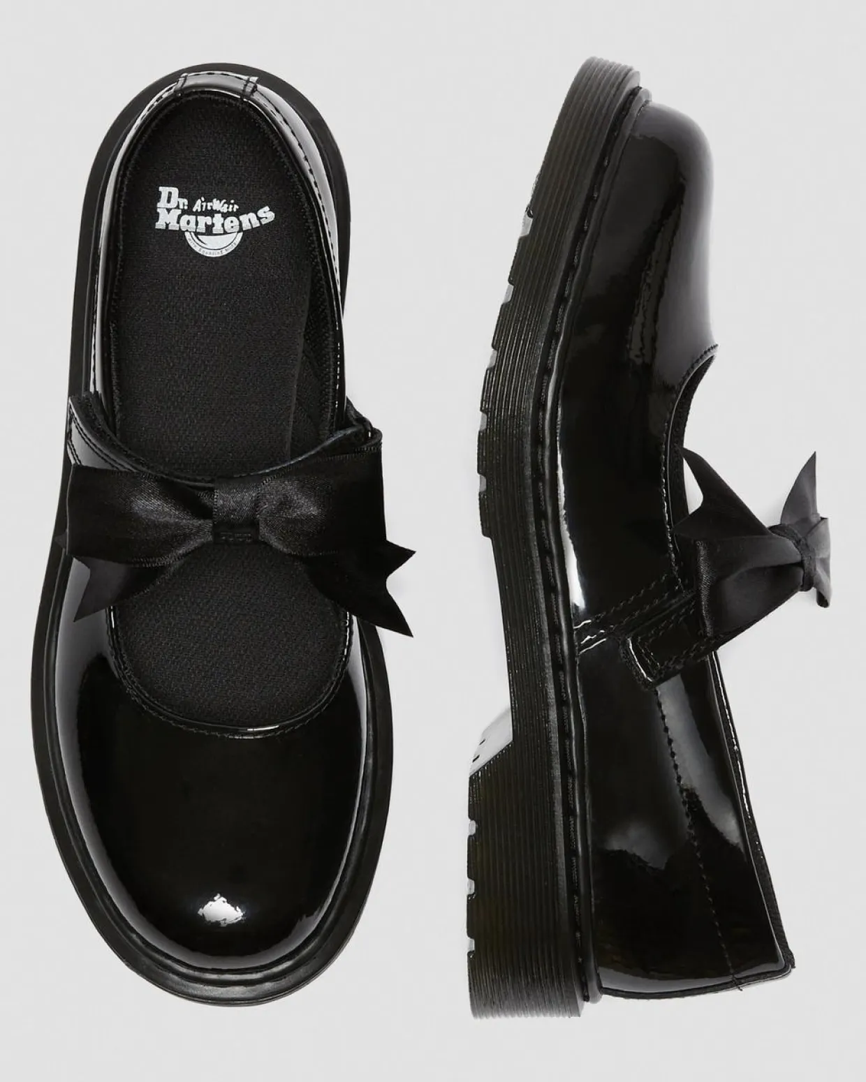 Dr. Martens Babies Maccy II En Cuir Verni Pour Ado Noir — Patent Leather Hot