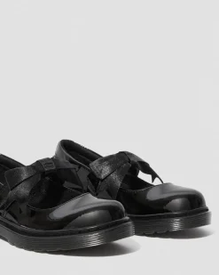 Dr. Martens Babies Maccy II En Cuir Verni Junior Noir — Patent Leather Cheap