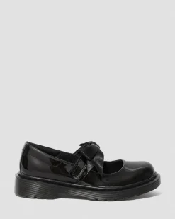 Dr. Martens Babies Maccy II En Cuir Verni Junior Noir — Patent Leather Cheap