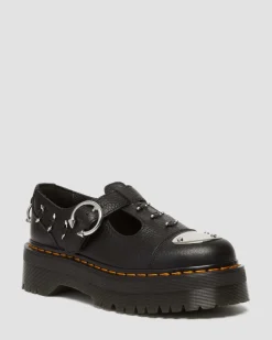 Dr. Martens Babies Plateformes Bethan Piercing En Cuir Noir — Milled Nappa Flash Sale