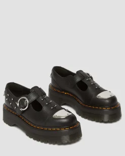 Dr. Martens Babies Plateformes Bethan Piercing En Cuir Noir — Milled Nappa Flash Sale