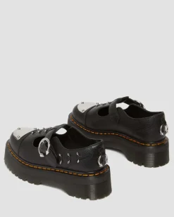 Dr. Martens Babies Plateformes Bethan Piercing En Cuir Noir — Milled Nappa Flash Sale