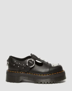 Dr. Martens Babies Plateformes Bethan Piercing En Cuir Noir — Milled Nappa Flash Sale