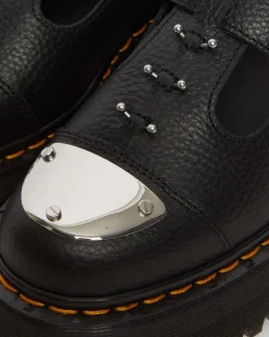 Dr. Martens Babies Plateformes Bethan Piercing En Cuir Noir — Milled Nappa Flash Sale