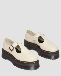 Dr. Martens Babies Plateformes Bethan En Cuir Pisa Beige texturé — Pisa Clearance