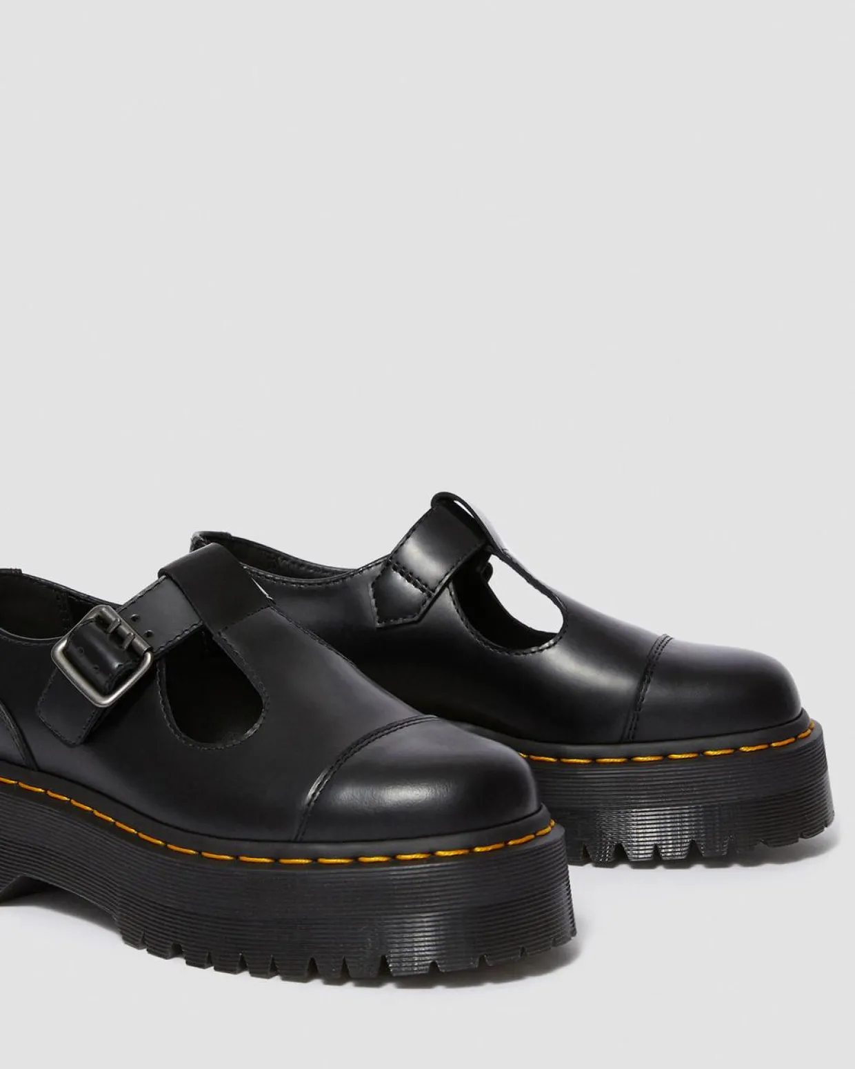 Dr. Martens Babies Plateformes Bethan En Cuir Smooth Noir — Polished Smooth Outlet