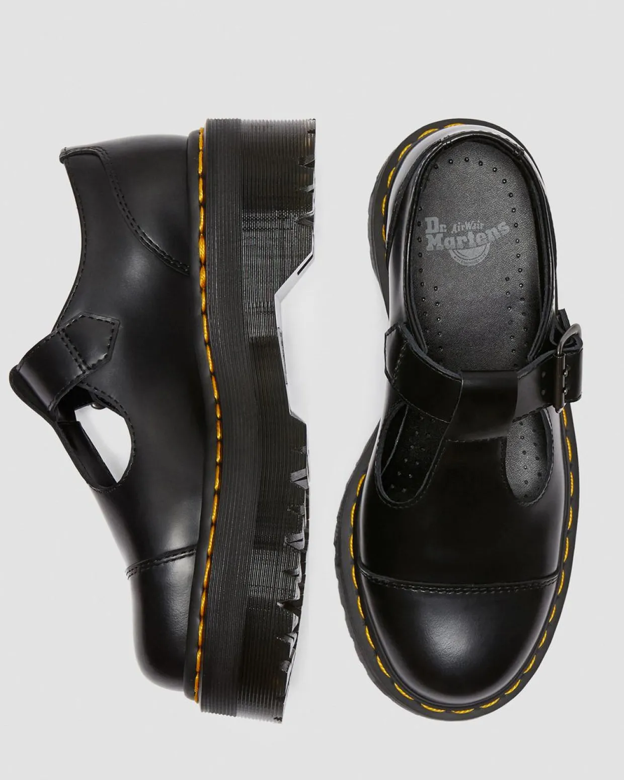 Dr. Martens Babies Plateformes Bethan En Cuir Smooth Noir — Polished Smooth Outlet