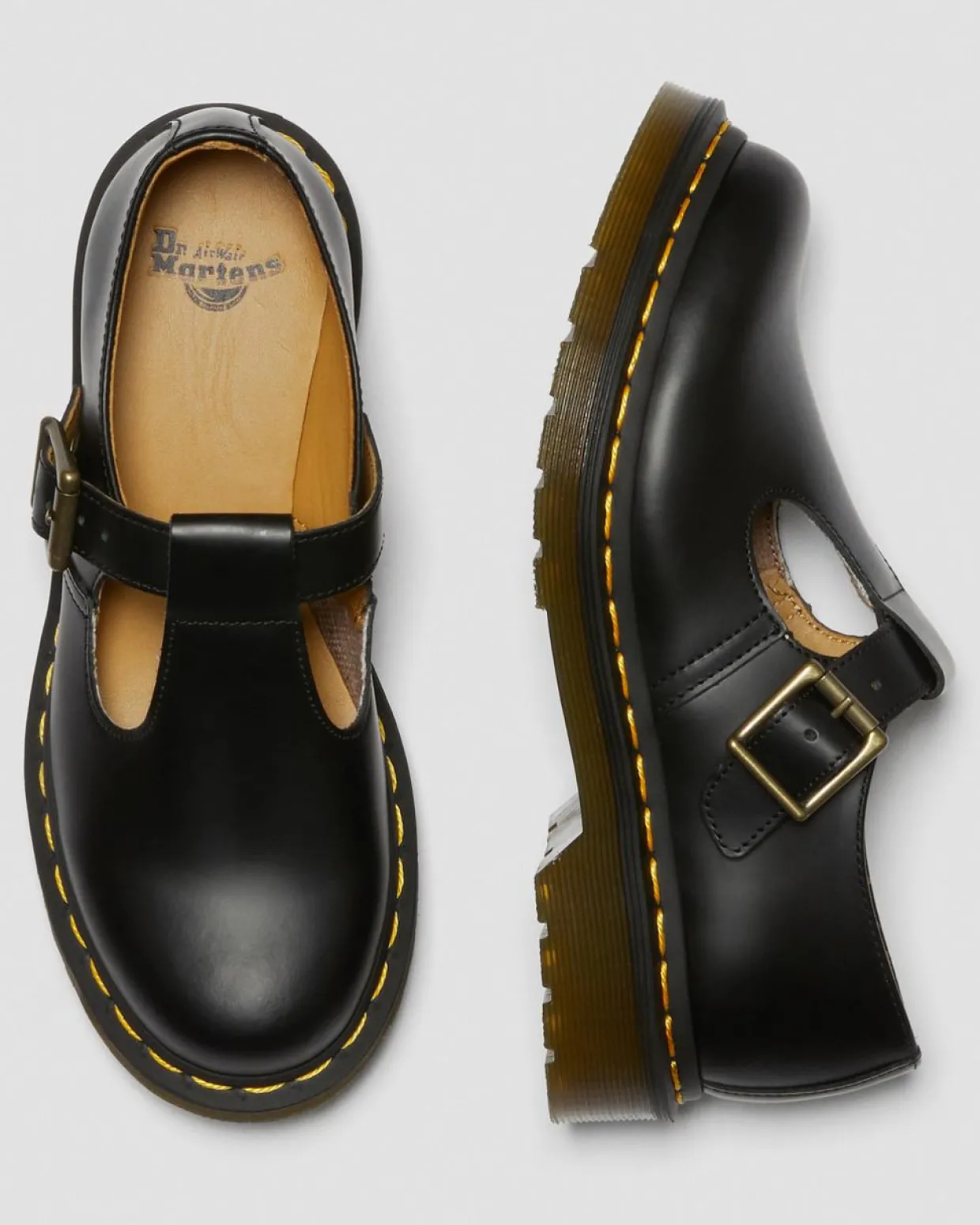 Dr. Martens Babies Polley En Cuir Smooth Noir — Smooth Leather Hot