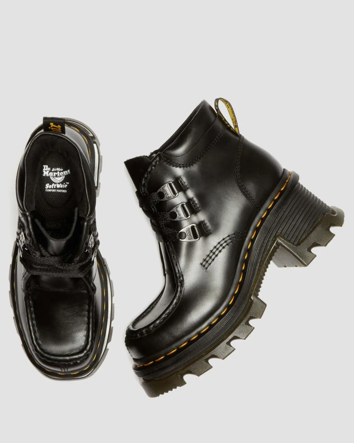 Dr. Martens Boots à 3 œillets Corran En Cuir Atlas à Talons Noir — Atlas Cheap