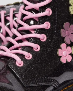 Dr. Martens Boots 1460 à Paillettes, Appliqué Fleur Et Lacets Junior Black+Multi — Coated Glitter Pu+Athena Cheap