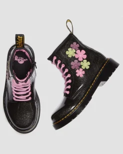 Dr. Martens Boots 1460 à Paillettes, Appliqué Fleur Et Lacets Junior Black+Multi — Coated Glitter Pu+Athena Cheap