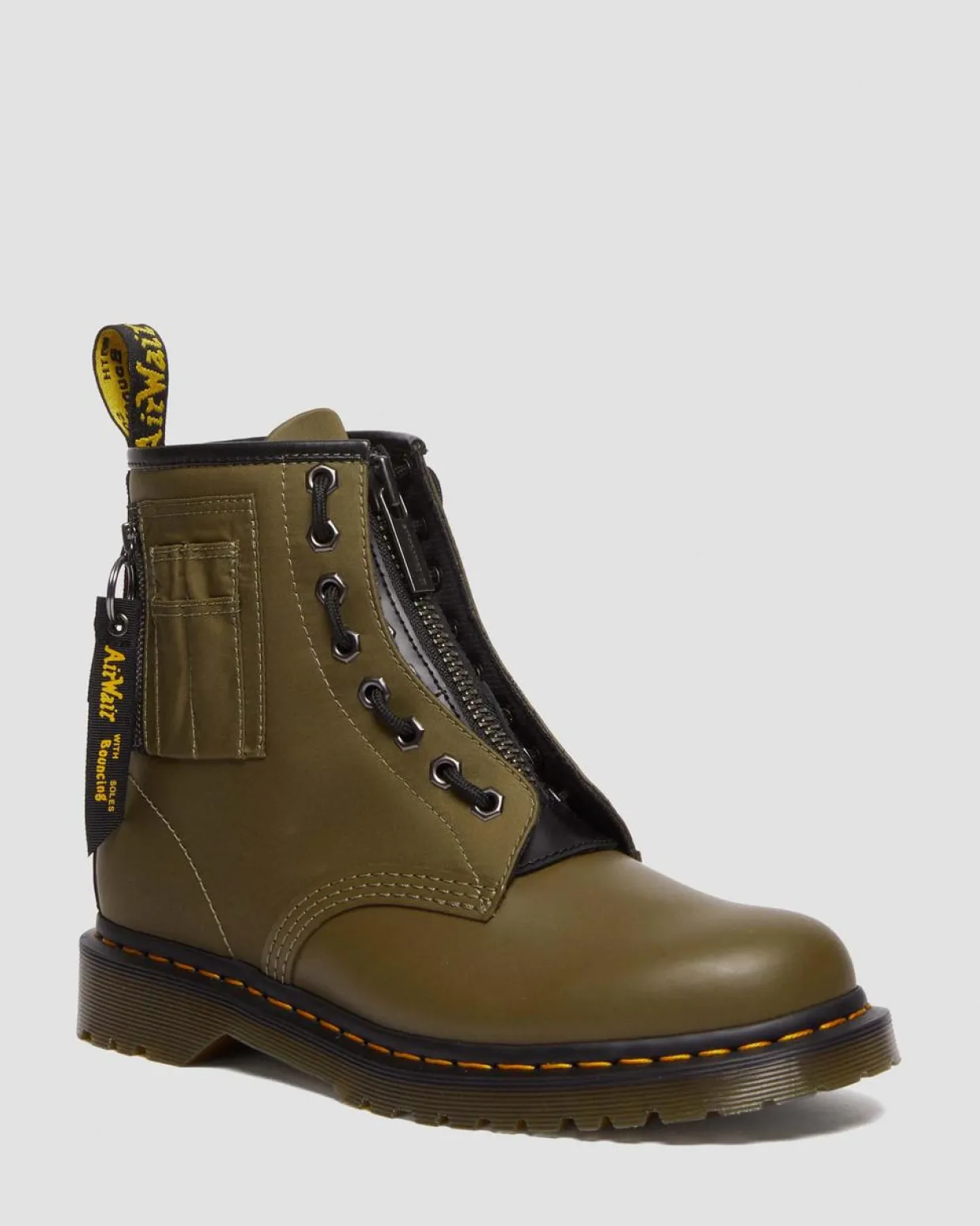 Dr. Martens BOOTS 1460 BEN ALPHA INDUSTRIES EN CUIR ET NYLON Olive+Noir New