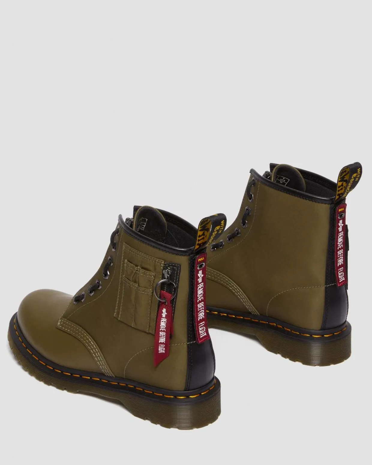 Dr. Martens BOOTS 1460 BEN ALPHA INDUSTRIES EN CUIR ET NYLON Olive+Noir New