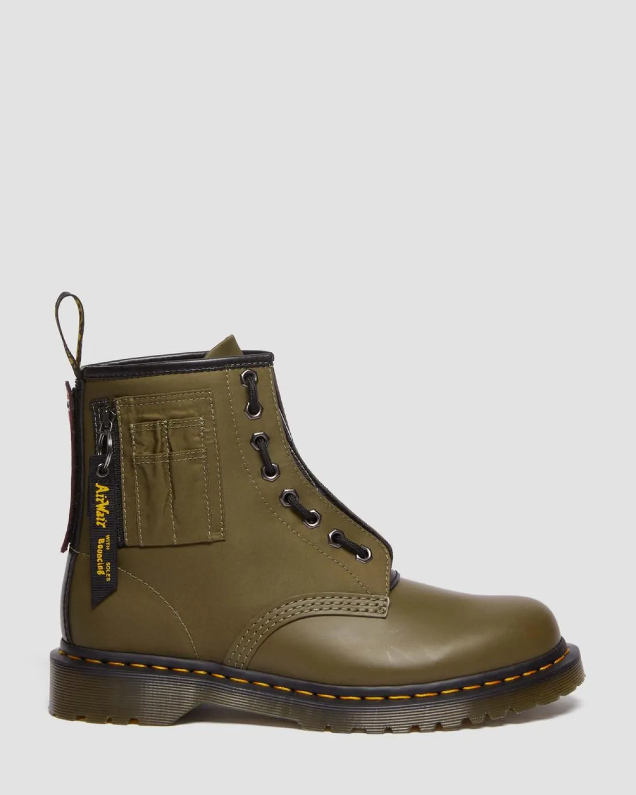 Dr. Martens BOOTS 1460 BEN ALPHA INDUSTRIES EN CUIR ET NYLON Olive+Noir New