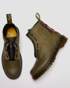 Dr. Martens BOOTS 1460 BEN ALPHA INDUSTRIES EN CUIR ET NYLON Olive+Noir New