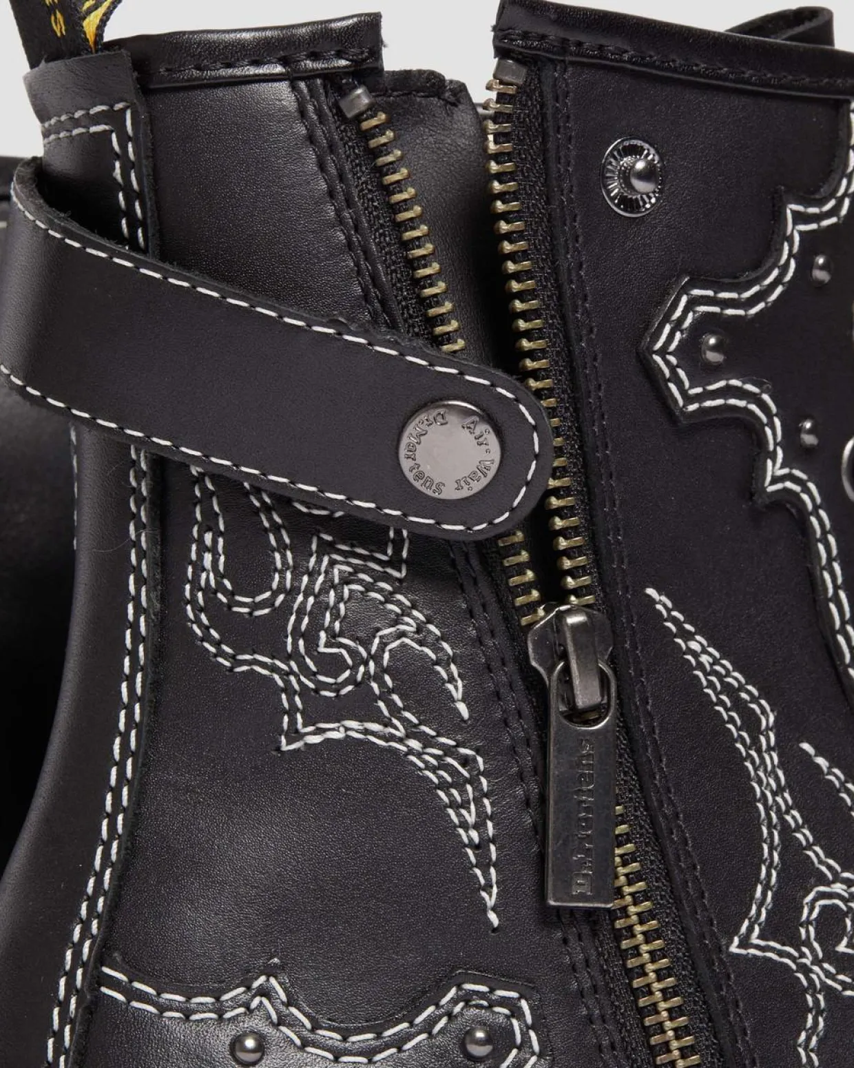 Dr. Martens Boots 1460 Contrast Stitch En Cuir à Lacets Noir — Wanama Fashion