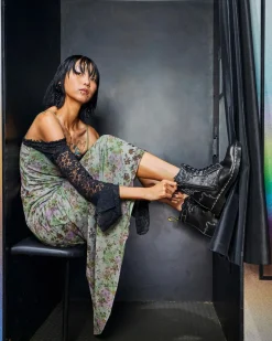 Dr. Martens Boots 1460 Contrast Stitch En Cuir à Lacets Noir — Wanama Fashion