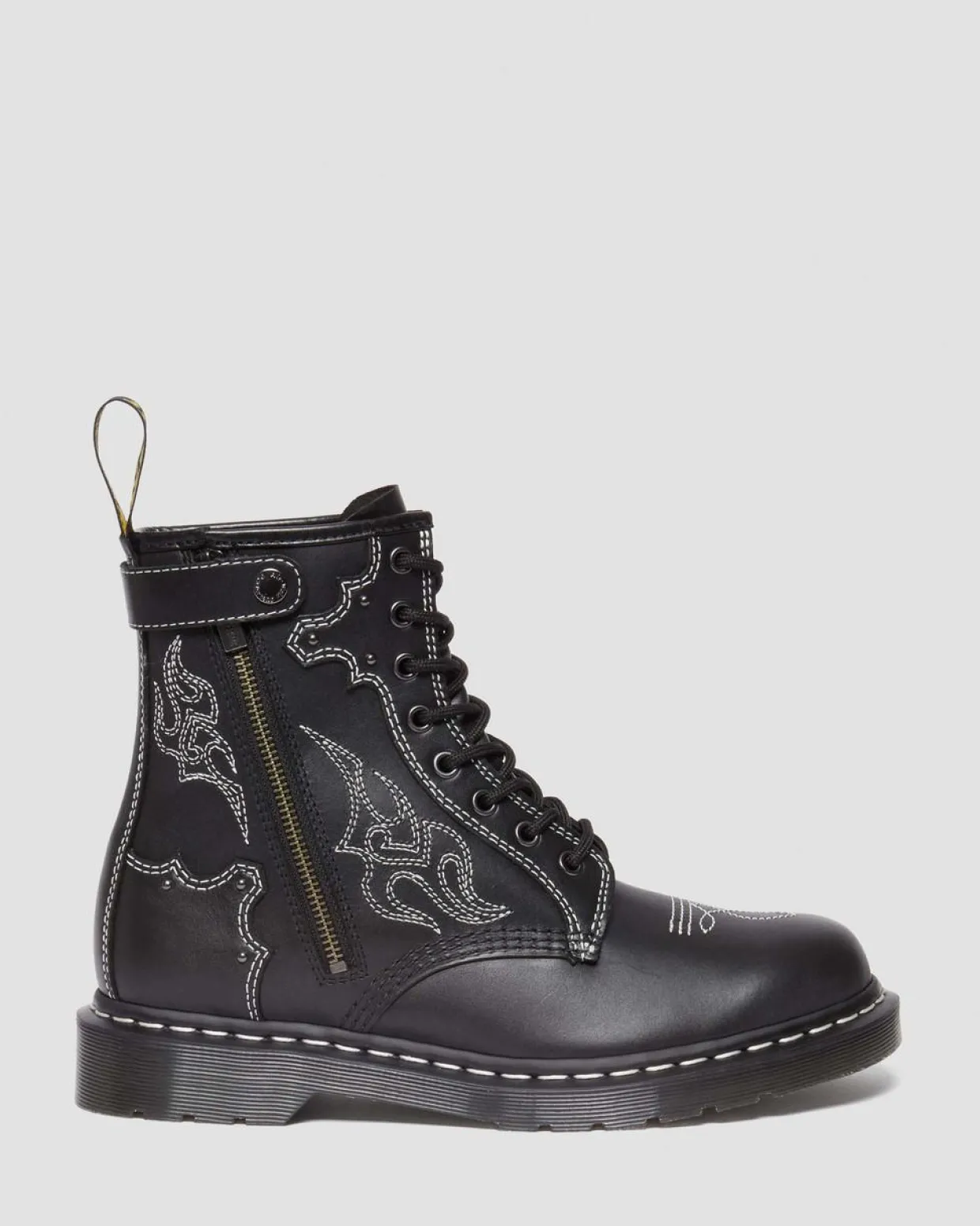 Dr. Martens Boots 1460 Contrast Stitch En Cuir à Lacets Noir — Wanama Fashion