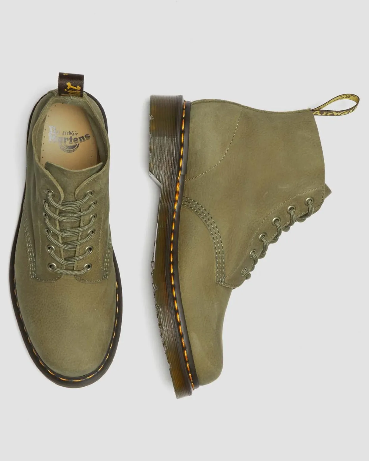 Dr. Martens Boots 101 En Cuir Tumbled Nubuck Muted Olive — Tumbled Nubuck Store