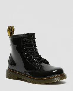 Dr. Martens Boots 1460 En Cuir Verni à Lacets Junior Noir — Patent Leather Sale