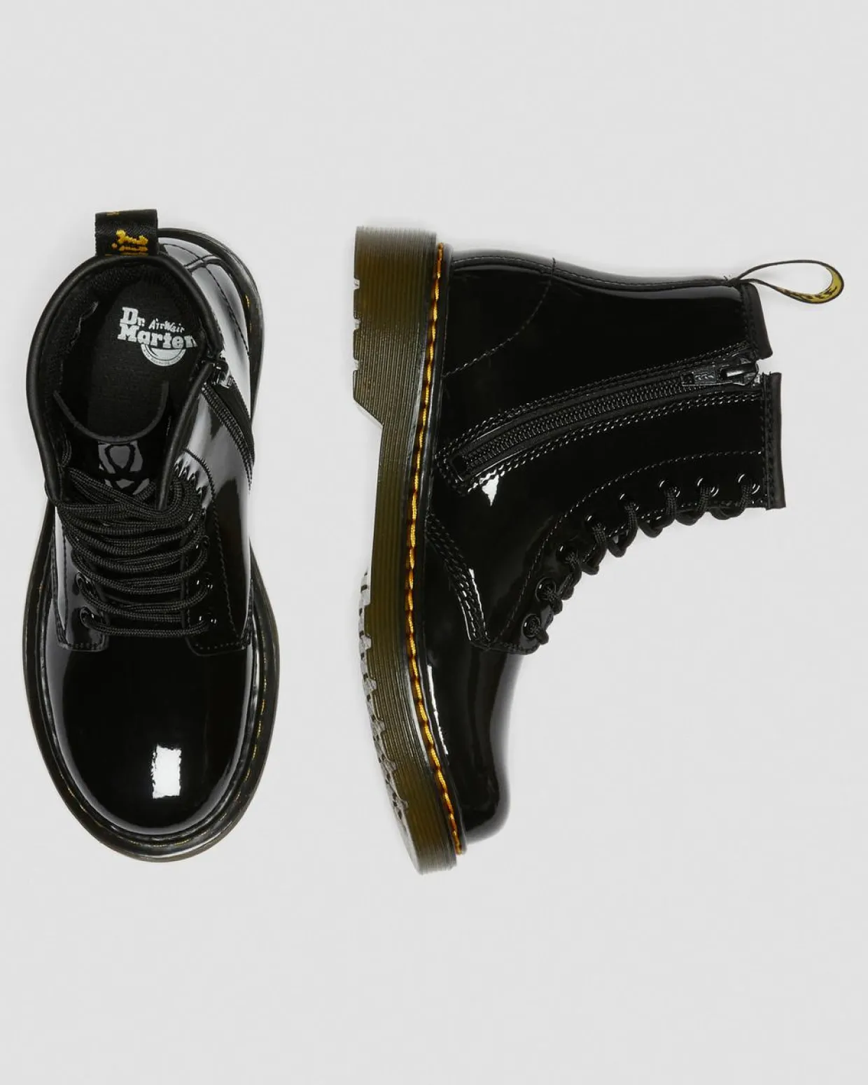 Dr. Martens Boots 1460 En Cuir Verni à Lacets Junior Noir — Patent Leather Sale