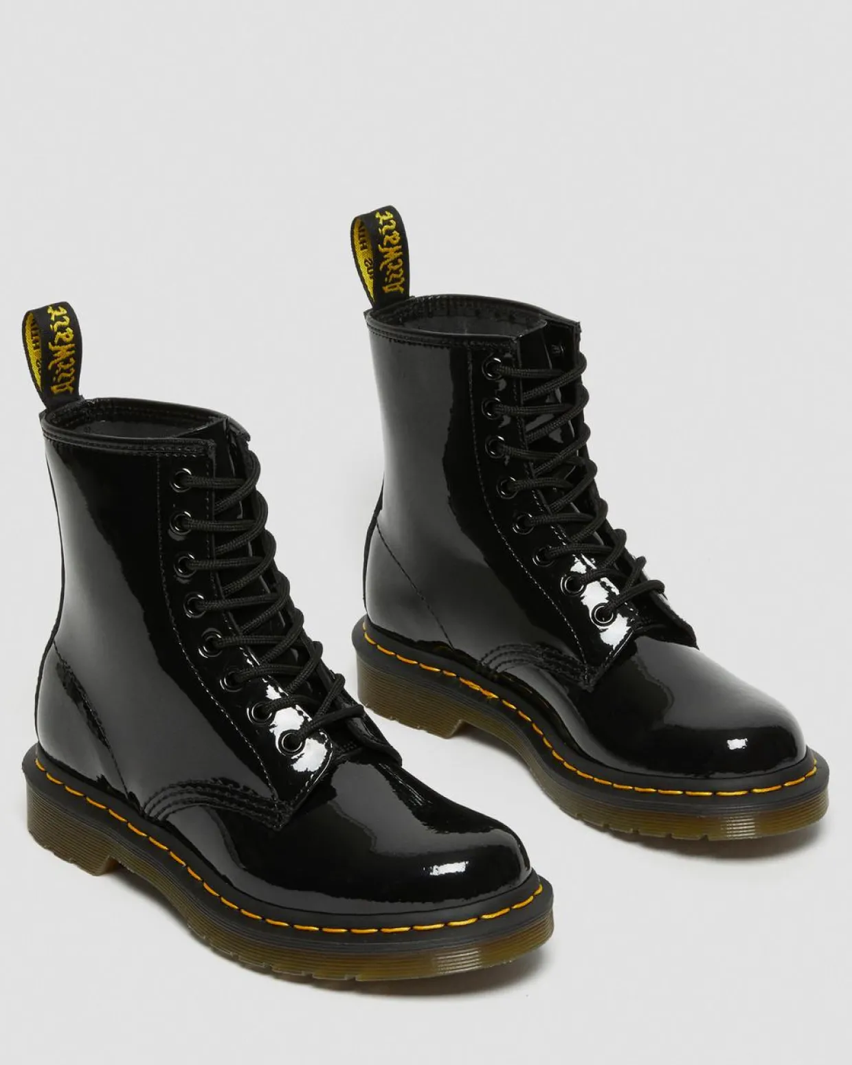 Dr. Martens Boots 1460 En Cuir Verni à Lacets Noir — Patent Leather Sale
