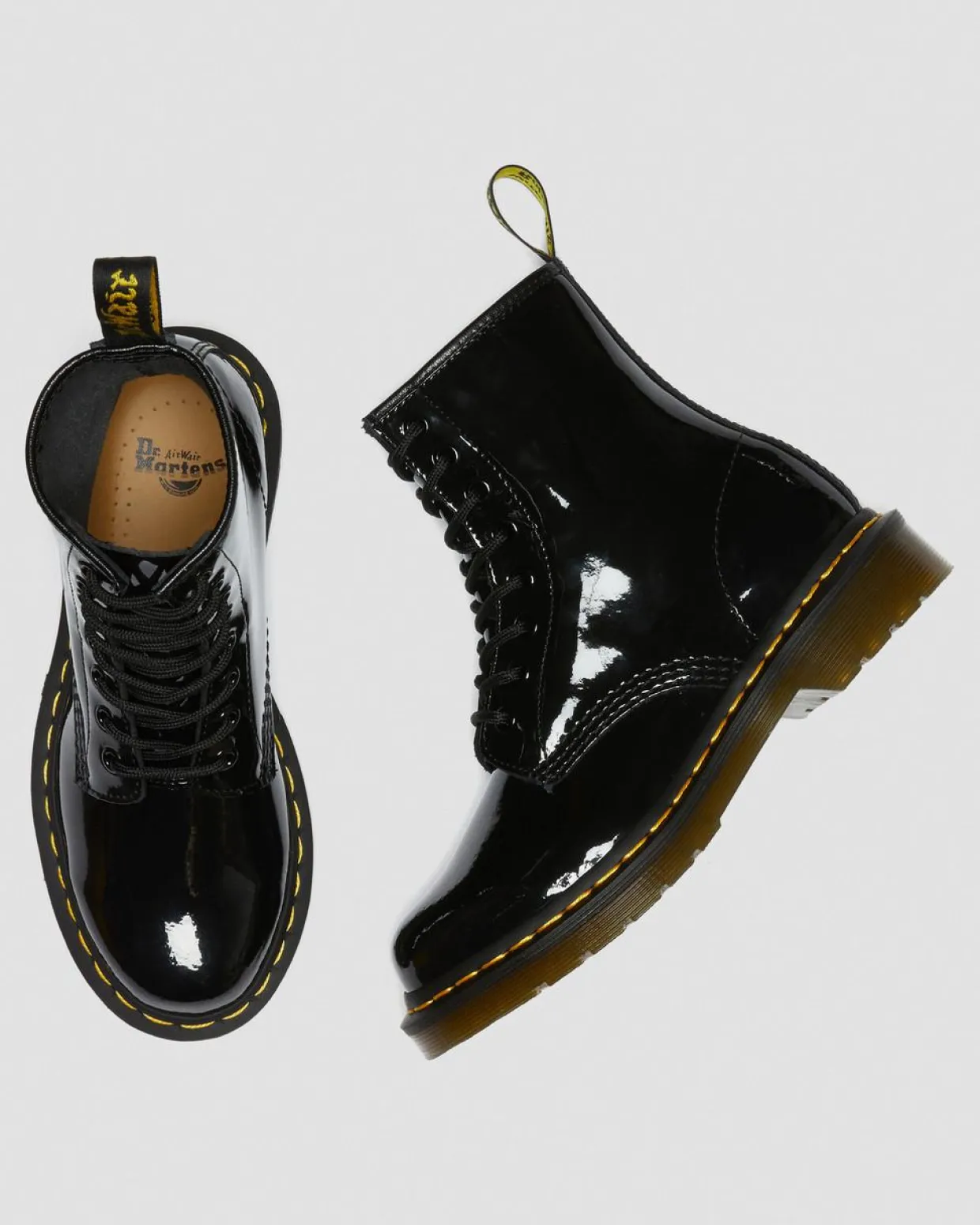 Dr. Martens Boots 1460 En Cuir Verni à Lacets Noir — Patent Leather Sale