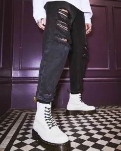 Dr. Martens Boots 1460 Pascal Bex En Cuir Pisa à Lacets Blanc — Pisa Outlet