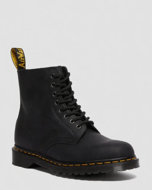 Dr. Martens Boots 1460 Pascal En Cuir Waxed Full Grain à Lacets Noir — Waxed Full Grain Shop