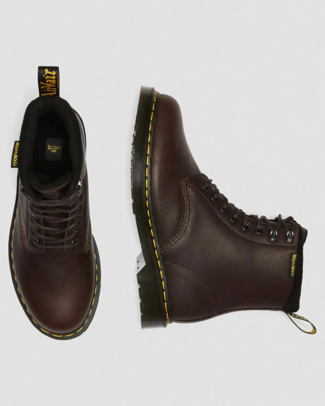 Dr. Martens Boots 1460 Pascal WarmWair En Cuir Valor WP Marron foncé — Valor Wp Cheap