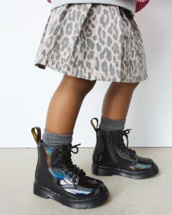 Dr. Martens Boots 1460 Rainbow En Cuir à Lacets Pour Tout-petit Noir — Rainbow Patent Fashion