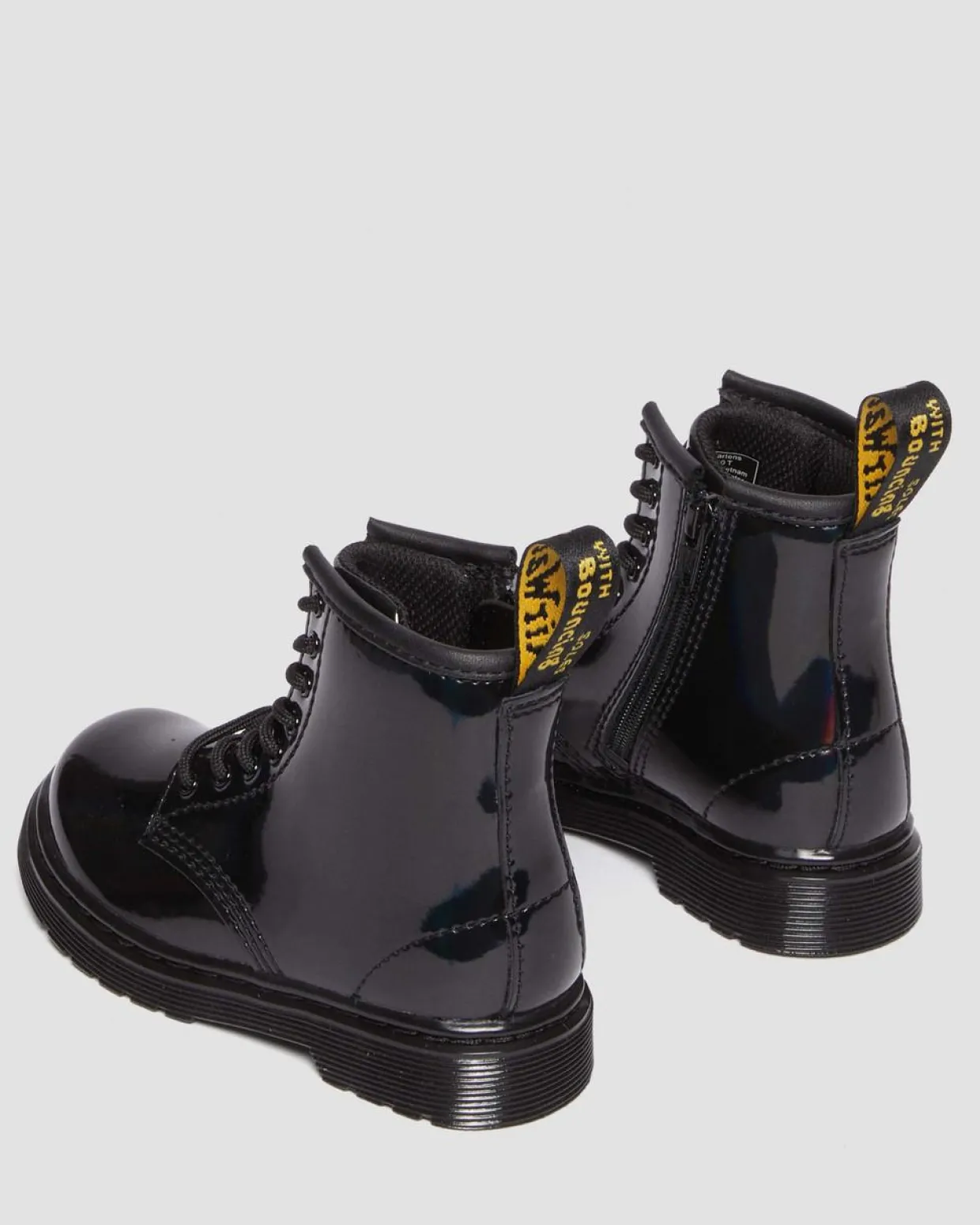 Dr. Martens Boots 1460 Rainbow En Cuir à Lacets Pour Tout-petit Noir — Rainbow Patent Fashion