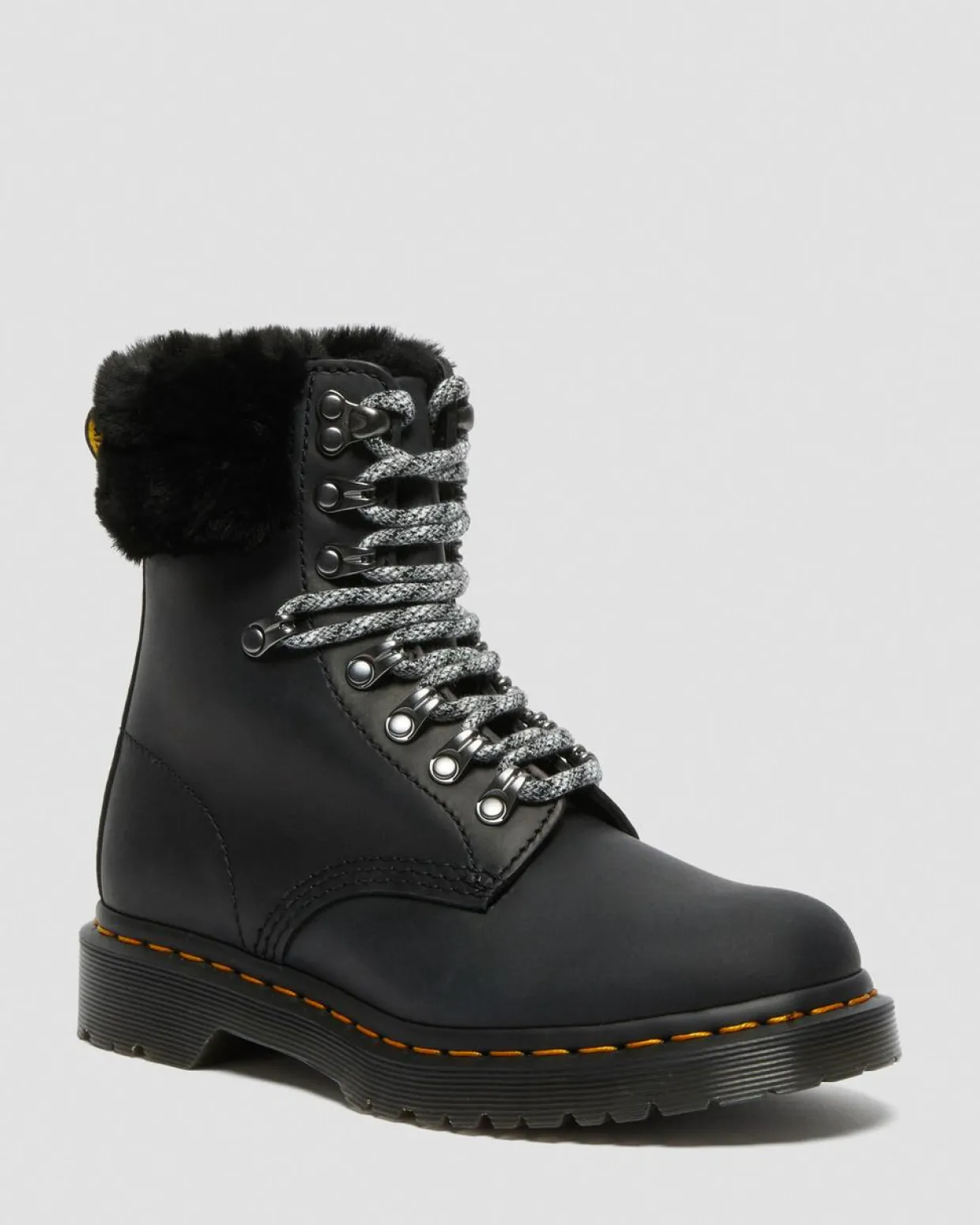 Dr. Martens Boots 1460 Serena à Col Doublées De Fourrure Synthétique Noir — Streeter+Milo Fur Flash Sale