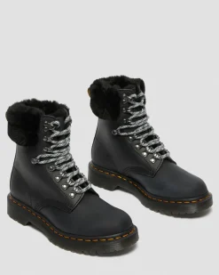 Dr. Martens Boots 1460 Serena à Col Doublées De Fourrure Synthétique Noir — Streeter+Milo Fur Flash Sale