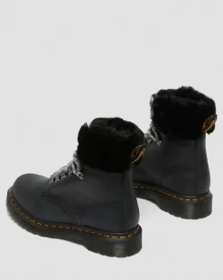 Dr. Martens Boots 1460 Serena à Col Doublées De Fourrure Synthétique Noir — Streeter+Milo Fur Flash Sale