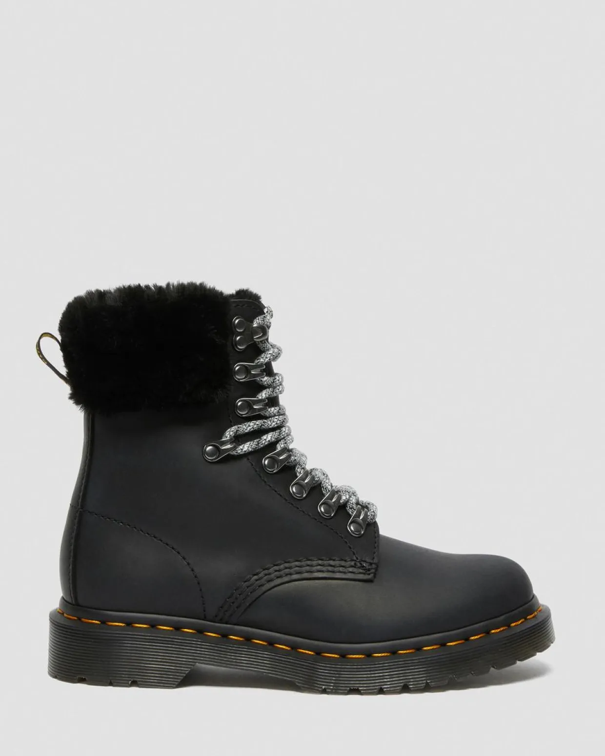 Dr. Martens Boots 1460 Serena à Col Doublées De Fourrure Synthétique Noir — Streeter+Milo Fur Flash Sale