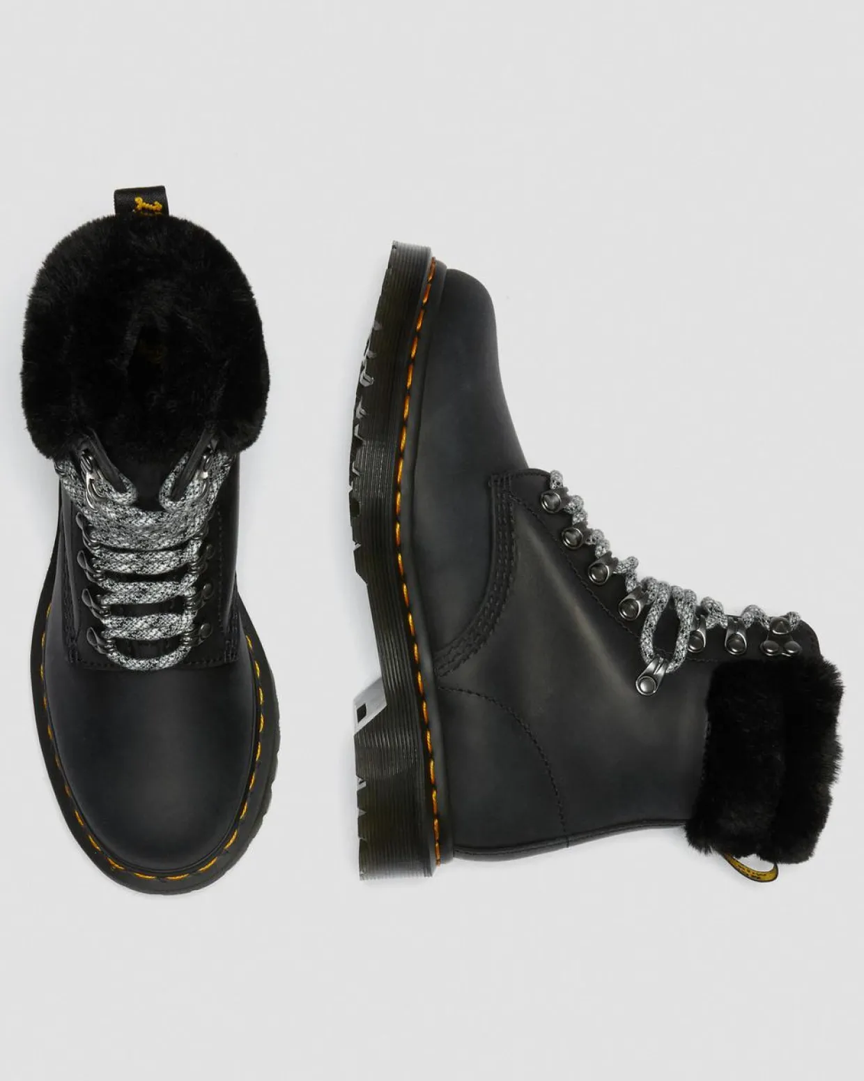 Dr. Martens Boots 1460 Serena à Col Doublées De Fourrure Synthétique Noir — Streeter+Milo Fur Flash Sale
