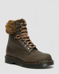 Dr. Martens Boots 1460 Serena à Col Doublées De Fourrure Synthétique Gris — Streeter+Milo Fur Online